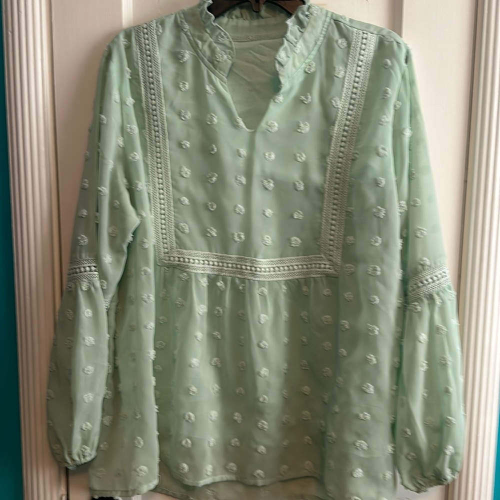 Swiss Dot Ruffle Sleeve
